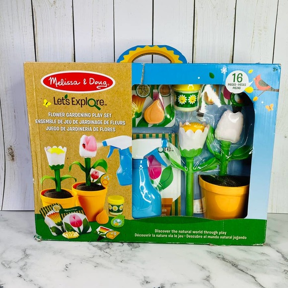 Melissa and Doug Let's Explore Flower Gardening Play Set 16 pc Spring Summer - Picture 1 of 8